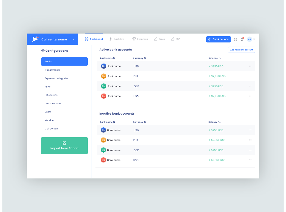 fintech dashboard ui